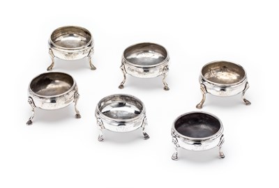 Lot 370 - THREE PAIRS OF MATCHING GEORGE III SILVER SALT CELLARS