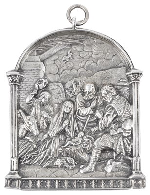 Lot 385 - A SILVER PANEL OF THE NATIVITY