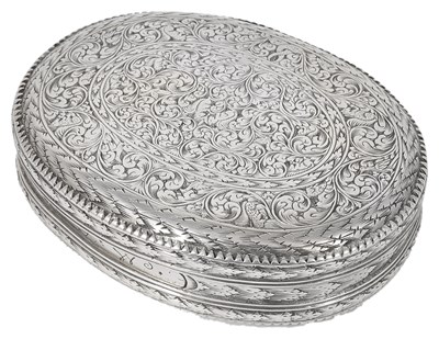 Lot 387 - A SILVERED SNUFF BOX