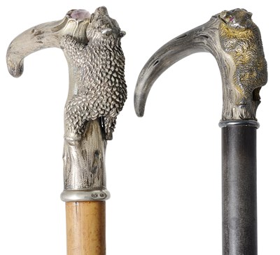 Lot 389 - TWO SILVER-MOUNTED WALKING STICKS