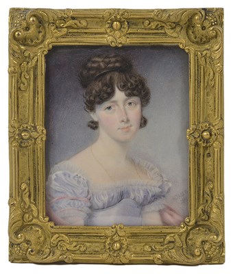 Lot 416 - A PORTRAIT MINIATURE OF A YOUNG LADY