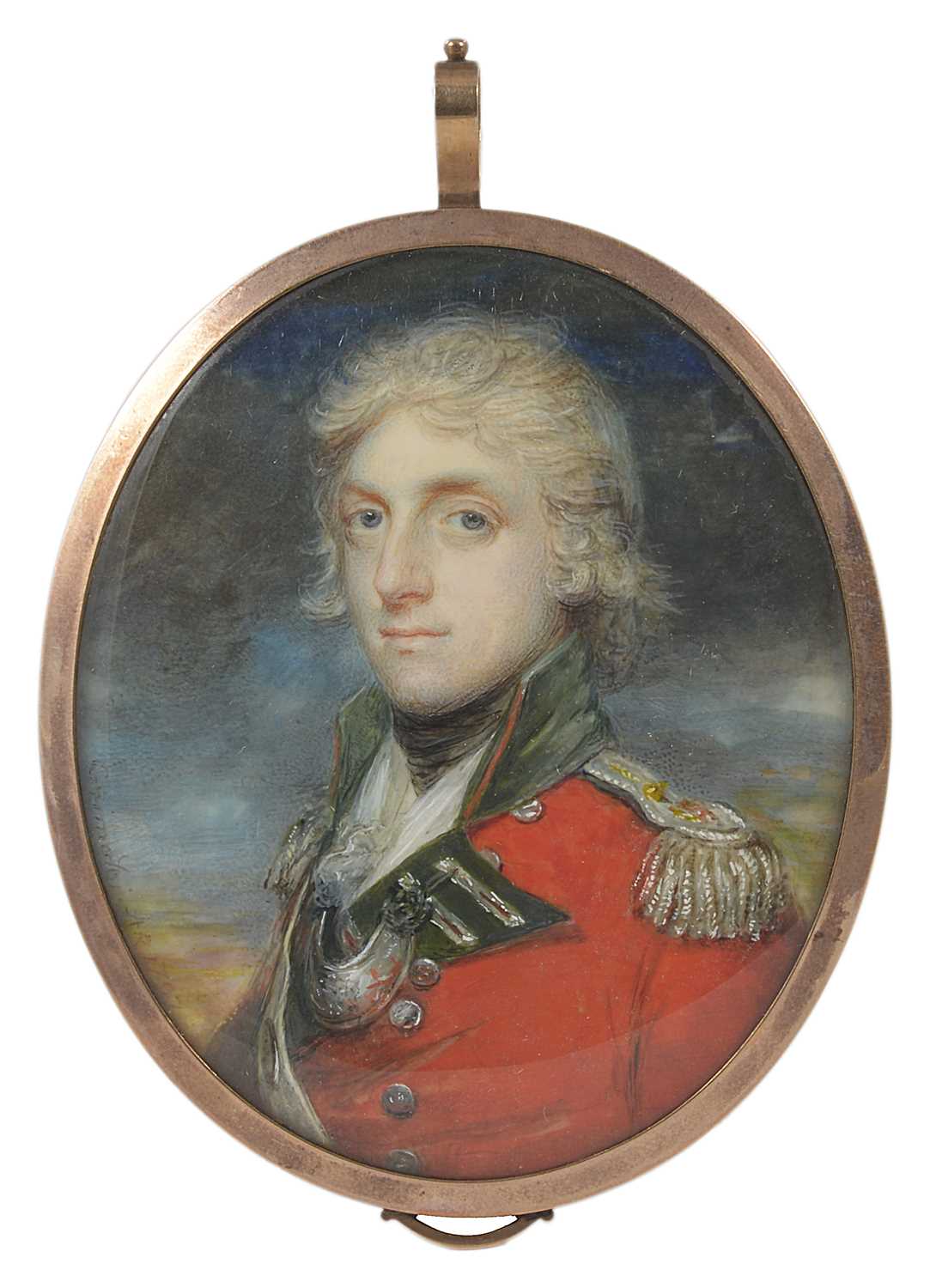 Lot 424 - A PORTRAIT MINIATURE OF AN OFFICER