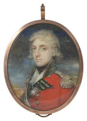 Lot 424 - A PORTRAIT MINIATURE OF AN OFFICER