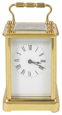 Lot 427 - A FRENCH GILT-BRASS CARRIAGE CLOCK