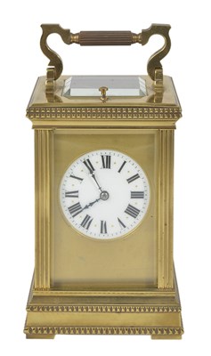 Lot 432 - A FRENCH GILT BRASS CARRIAGE CLOCK