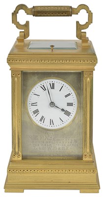 Lot 433 - A FRENCH GILT-BRASS CARRIAGE CLOCK