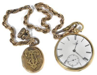 Lot 434 - ROBERT BRYSON & SON, EDINBURGH: A SLIM GOLD POCKET WATCH