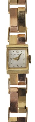 Lot 443 - LADY'S BI-COLOURED GOLD WATCH, RENSIE