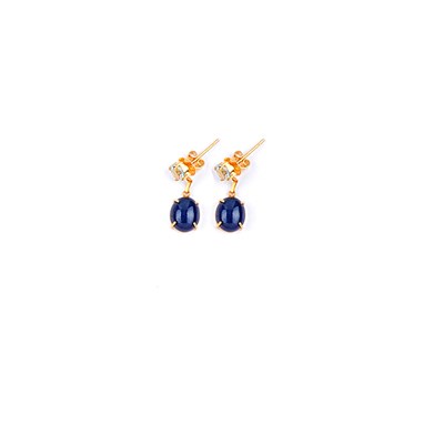 Lot 488 - PAIR OF SAPPHIRE AND AQUAMARINE EARRINGS