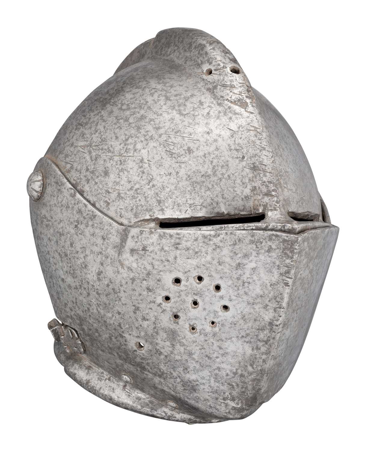 Lot 291 - A NORTH ITALIAN CLOSE HELMET FOR THE FOOT TOURNEY, CIRCA 1590-1600