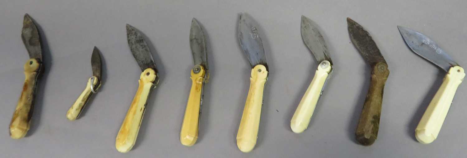 Lot 134 - ËœEIGHT INDIAN CHETTIAH PALM LEAF SCRIBES KNIVES