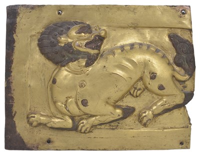 Lot 7 - A COPPER-GILT REPOUSSE PANEL