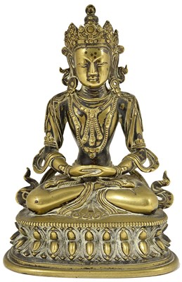 Lot 8 - A SINO-TIBETAN BRONZE FIGURE OF AMITAYUS