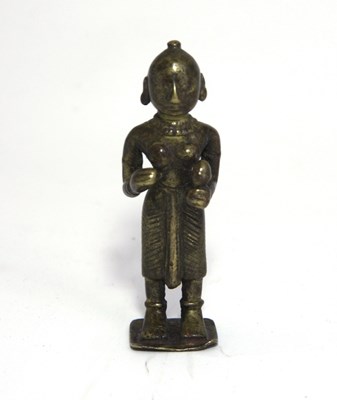 Lot 21 - A SMALL BRONZE FIGURE OF DEVI