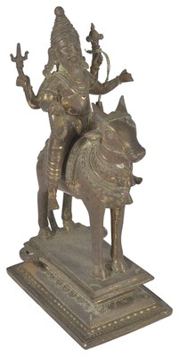 Lot 27 - A BRONZE FIGURE OF SIVA RIDING ON NANDI BULL