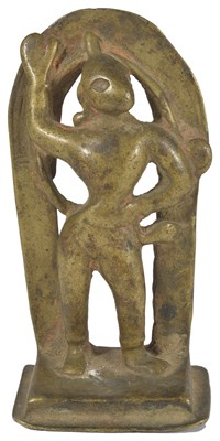 Lot 29 - A SMALL BRONZE FIGURE OF HANUMAN