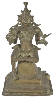 Lot 34 - A LARGE BRONZE FIGURE OF MEENAKSHI