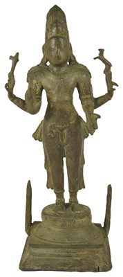 Lot 35 - A CHOLA BRONZE FIGURE OF SIVA CANDRASEKHARA