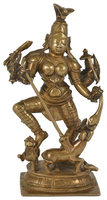 Lot 38 - A BRONZE FIGURE OF DURGA MAHISASURAMARDINI