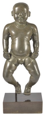 Lot 39 - A LARGE TINNED BRONZE FIGURE OF THE INFANT KRISHNA