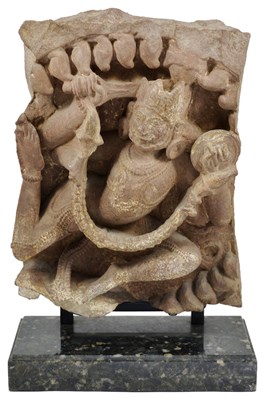 Lot 56 - A FRAGMENTARY ROUNDEL DEPICTING A GANDHARVA