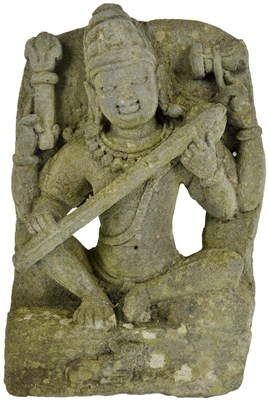 Lot 57 - A SCHIST STELE DEPICTING SIVA VINADHARA