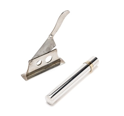 Lot 170 - A SILVER CIGAR CUTTER AND A SILVER SINGLE CIGAR CASE, BOTH ASPREY PLC