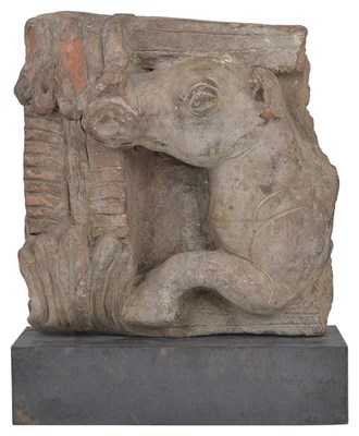 Lot 61 - A GUPTA TERRACOTTA FRAGMENTARY RELIEF PANEL