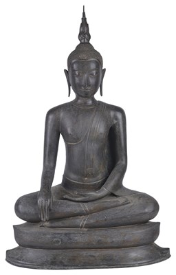 Lot 71 - AN U-THONG STYLE THAI BRONZE FIGURE OF BUDDHA