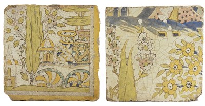 Lot 72 - TWO SAFAVID CUERDA SECA TILES