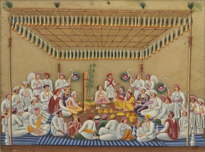 Lot 89 - A COMPANY SCHOOL PAINTING OF A MARRIAGE FESTIVAL