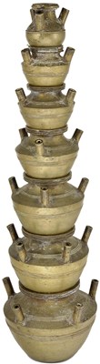 Lot 100 - A BRASS TEMPLE LAMP OR CENSER