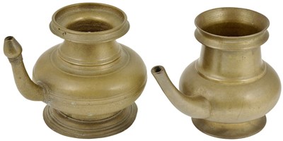 Lot 104 - TWO BRASS RITUAL WATER VESSELS (KINDI)