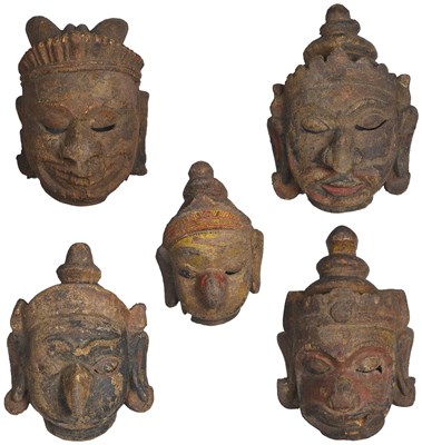 Lot 115 - A COLLECTION OF LARGE RITUAL MASKS