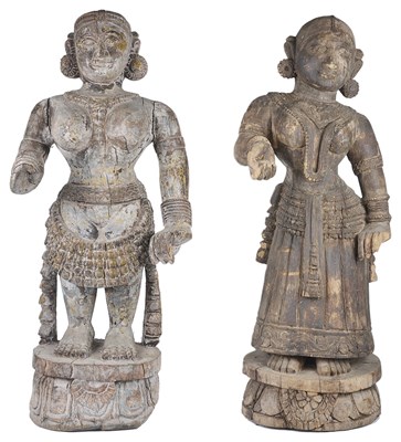 Lot 116 - TWO CARVED WOOD FEMALE FIGURES