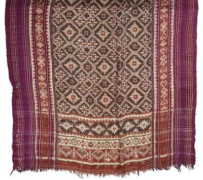 Lot 126 - A SILK DOUBLE IKAT SARI (PATOLA)