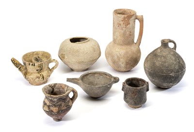 Lot 73 - SEVEN PERSIAN POTTERY VESSELS, MOSTLY CIRCA 10TH-12TH CENTURY