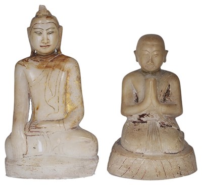 Lot 161 - TWO MARBLE BUDDHIST FIGURES