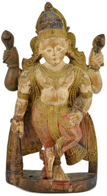 Lot 167 - A PAINTED AND CARVED FIGURE OF SKANDA