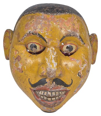 Lot 170 - A PAINTED WOOD RITUAL MASK