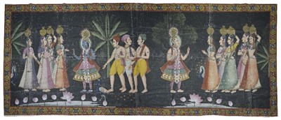 Lot 203 - TWO POLYCHROME COTTON HANGINGS (PICHHAVAI)