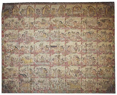 Lot 208 - A PAINTED CLOTH HANGING (TABING)