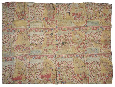 Lot 211 - A PAINTED CLOTH HANGING (TABING)