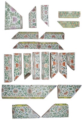 Lot 212 - A GROUP OF TWENTY-TWO CHINESE PORCELAIN ARCHITECTURAL BORDER MOULDINGS