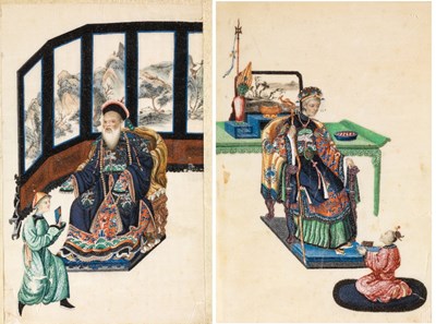 Lot 215 - A GROUP OF ELEVEN CHINESE PITH PAPER PAINTINGS