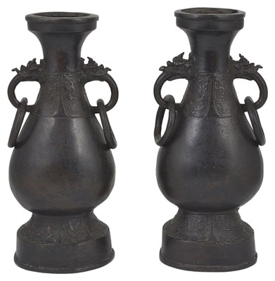 Lot 217 - A PAIR OF CHINESE ARCHAISTIC BRONZE VASES