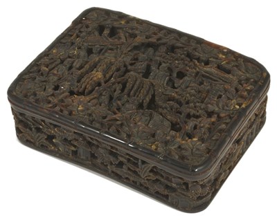 Lot 224 - A CHINESE CARVED TORTOISESHELL SNUFF BOX