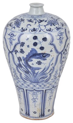 Lot 240 - A CHINESE BLUE AND WHITE MEIPING VASE