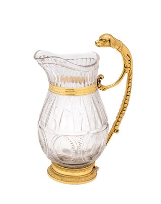 Lot 52 - AN ORMOLU-MOUNTED CUT-GLASS JUG, FRENCH, EARLY 19TH CENTURY