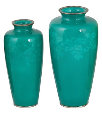 Lot 297 - TWO JAPANESE ENAMEL VASES